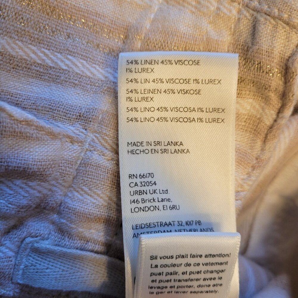 Linen-Blend Wide Leg Cargo Pants in Beige Stripe - Picture 6 of 8